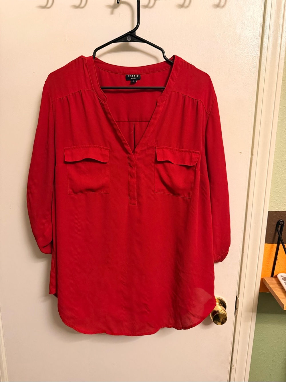Torrid Red Split-Neck Blouse